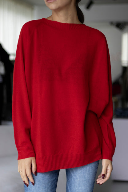 RUNDHALS PULLOVER IN ROT