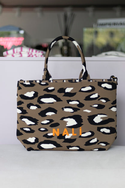 TOTE BAG MIT LEOPARDENMUSTER